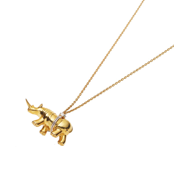 Rhino Necklace | Gold Plate