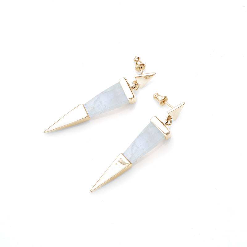 Shard Earrings | Gold Plate and Moonstone