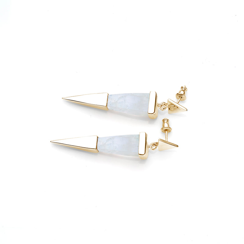 Shard Earrings | Gold Plate and Moonstone