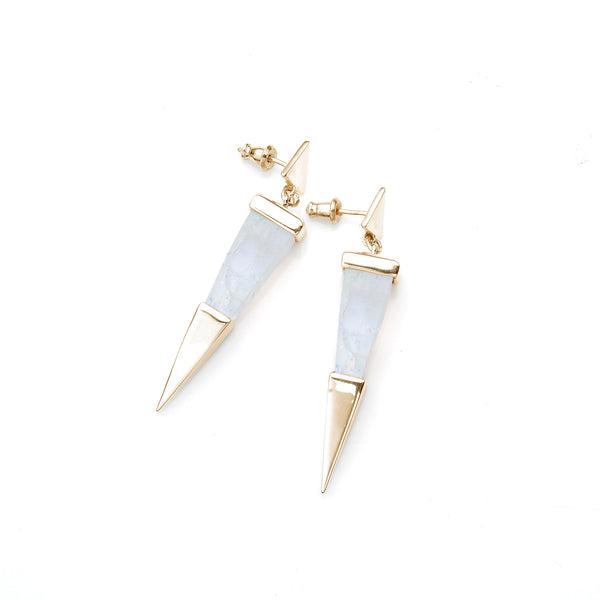 Shard Earrings | Gold Plate and Moonstone