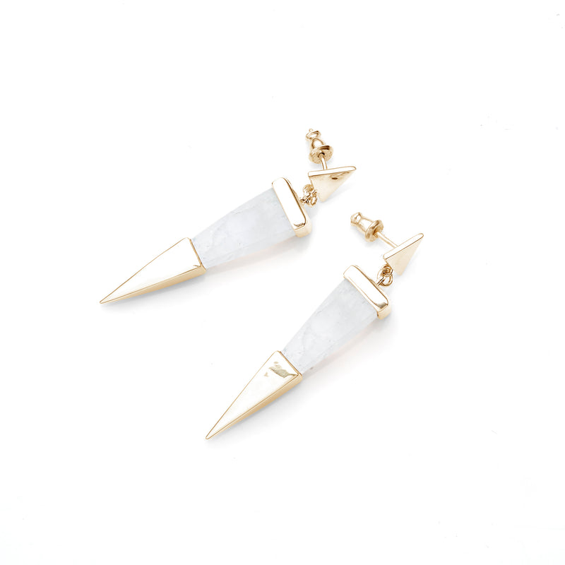 Shard Earrings | Gold Plate and White Calcite