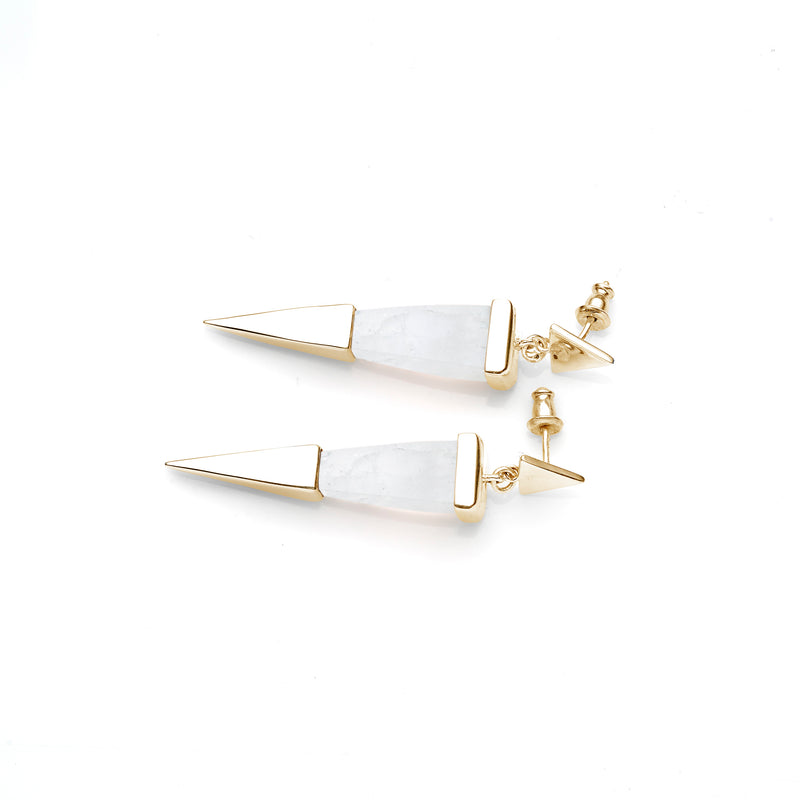 Shard Earrings | Gold Plate and White Calcite