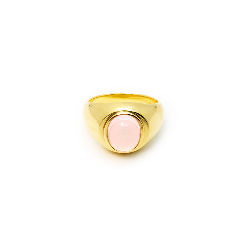 Signet Ring | Gold Plated Sterling Silver with Rose Quartz