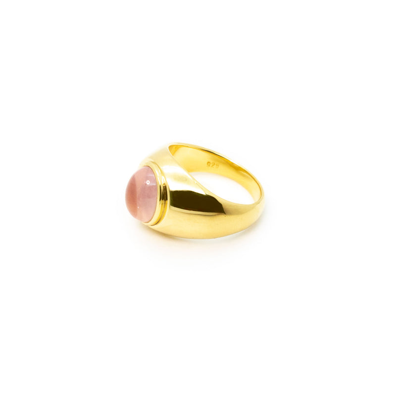 Signet Ring | Gold Plated Sterling Silver with Rose Quartz