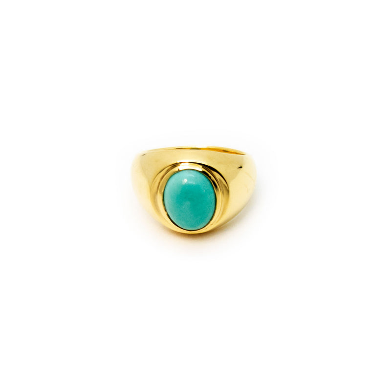 Signet Ring | Gold Plated Sterling Silver with Turquoise