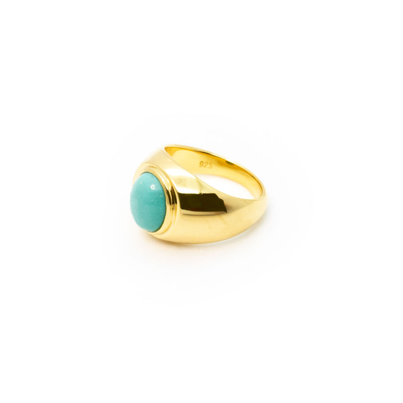 Signet Ring | Gold Plated Sterling Silver with Turquoise