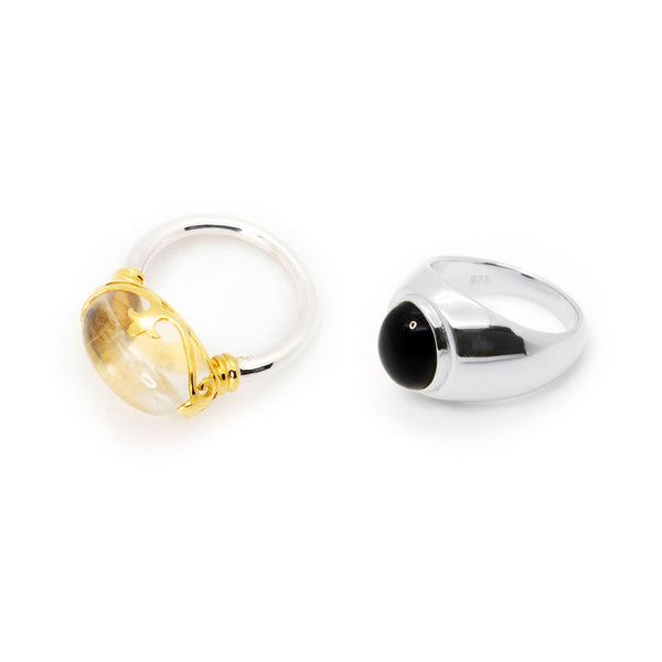 Duchess and Signet Ring Set | Crystal and Black Onyx | Valued at $418