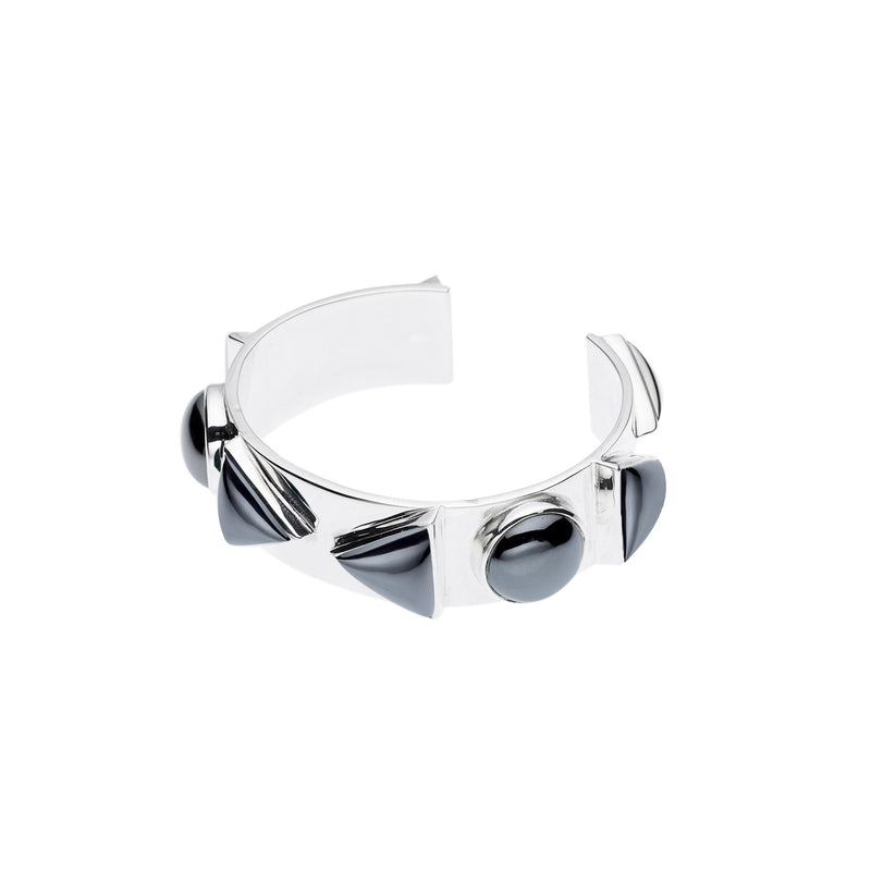 Spearhead Nubian Cuff | Hematite and Sterling Silver