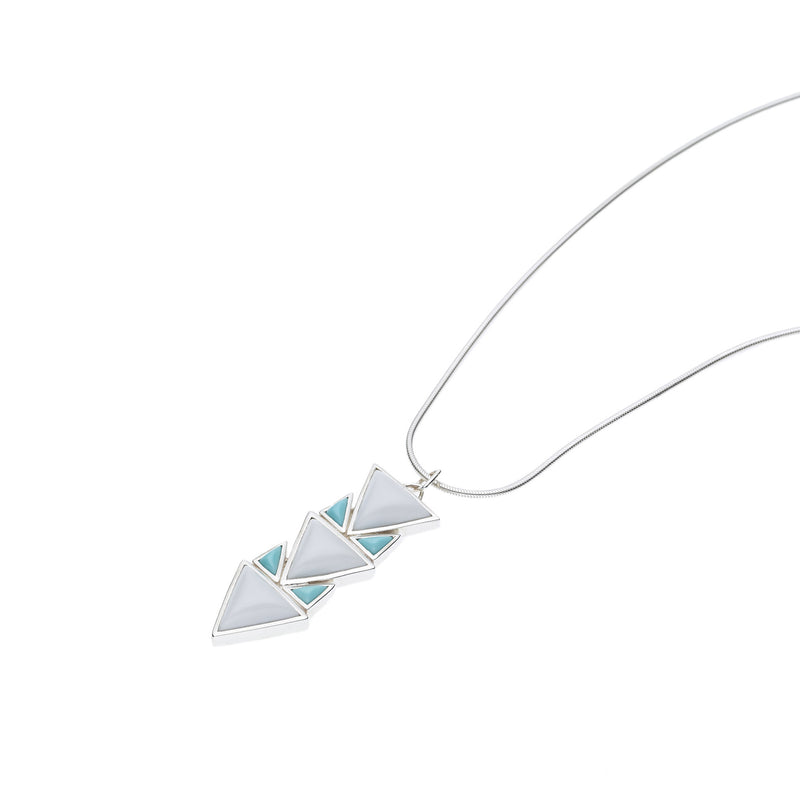 Spearhead Pendant | Turquoise and White Agate with Sterling Silver