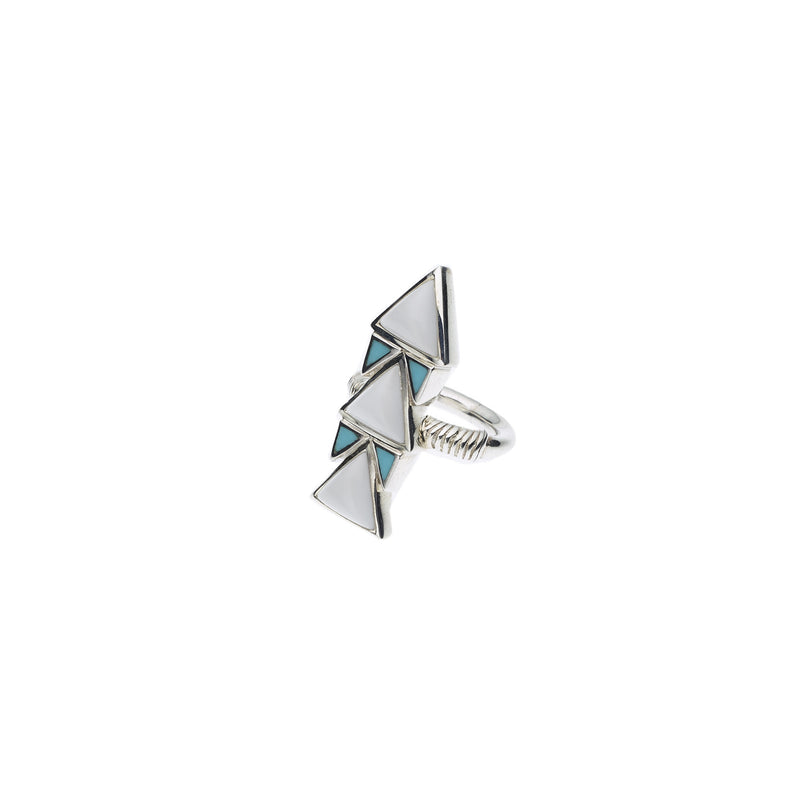 Spearhead Ring | Turquoise and White Agate with Sterling Silver