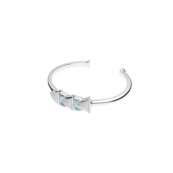 Spearhead Slim Cuff | Turquoise and White Agate with Sterling Silver