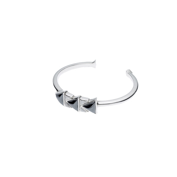 Spearhead Slim Cuff | Hematite and White Agate with Sterling Silver