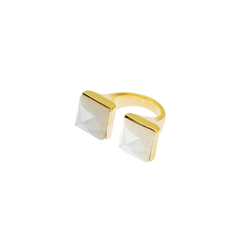 Twin Spirit Ring | Moonstone with Gold Plate