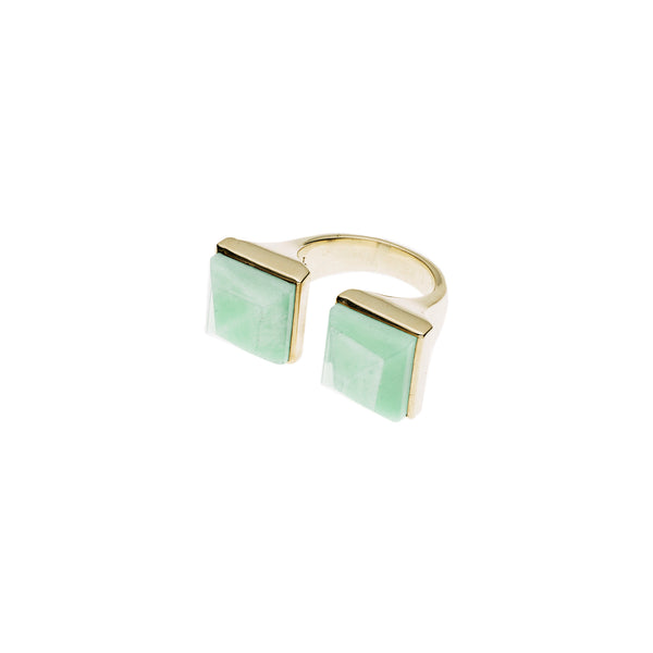 Twin Spirit Ring | Amazonite with Gold Plate