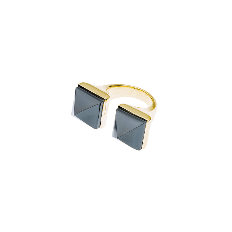 Twin Spirit Ring | Hematite with Gold Plate
