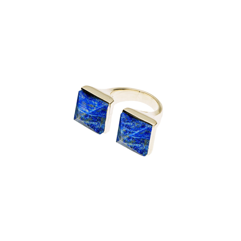 Twin Spirit Ring | Lapis Lazuli with Gold Plate
