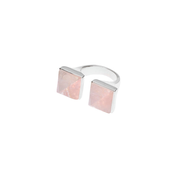 Twin Spirit Ring | Rose Quartz and Sterling Silver