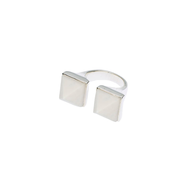 Twin Spirit Ring | White Calcite and Sterling Silver